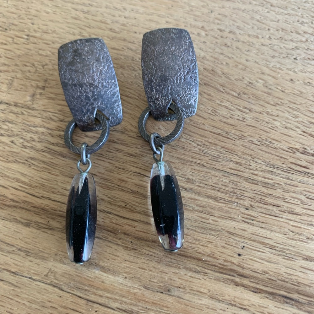 Drop Bead Metal‎ Pierced Earring Black Women’s Jewelry Preloved